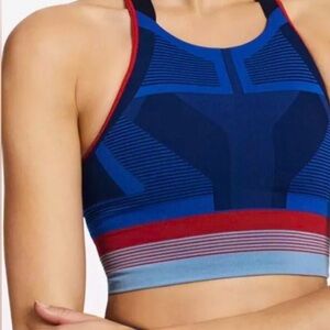 Navy and Red Women's Athletic Crop Top